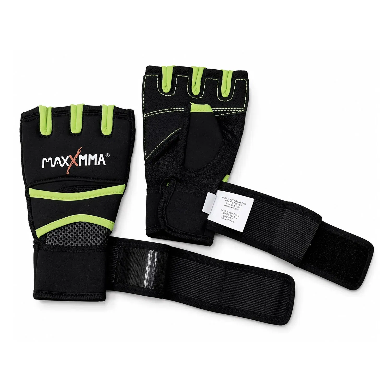 MaxxMMA Gel Glove Neoprene - Black/Green - Large