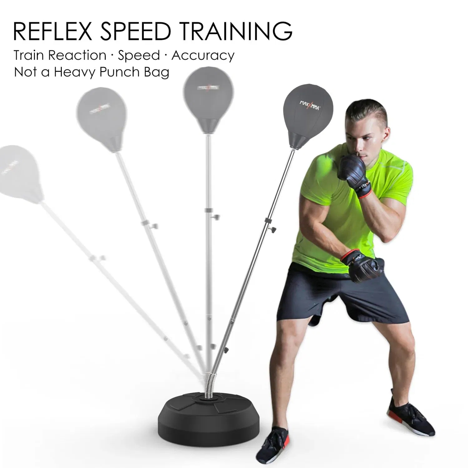 MaxxMMA Speed- Adjustable Freestanding Reflex Bag Kit- Black