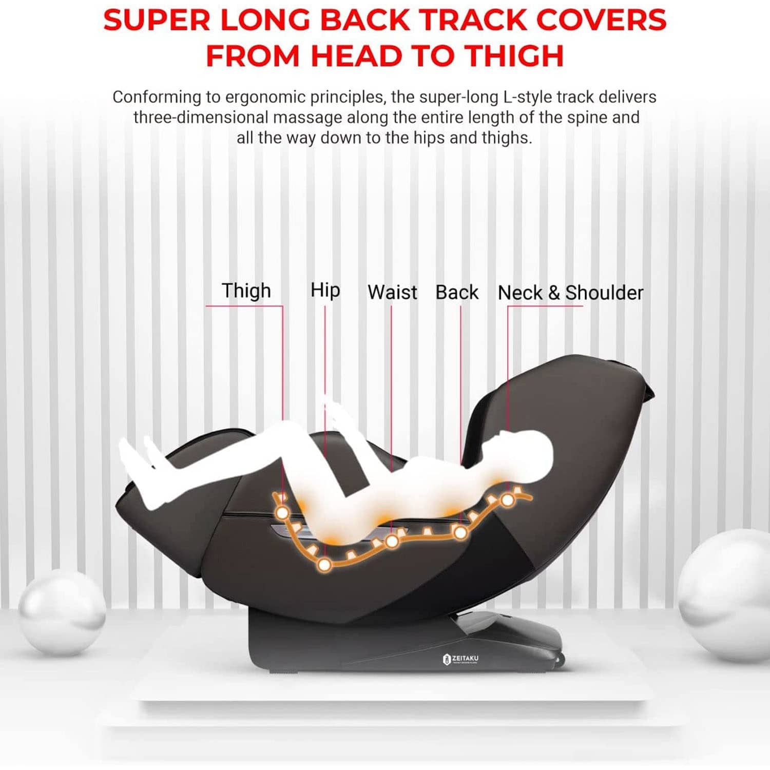 زيتاكو كرسي التدليك Yawarakai 3D المثبت مسبقًا مع مسار SL