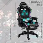 طفل لطيف كراسي ألعاب احترافية مزودة بإضاءة LED وسماعات بلوتوث - Black