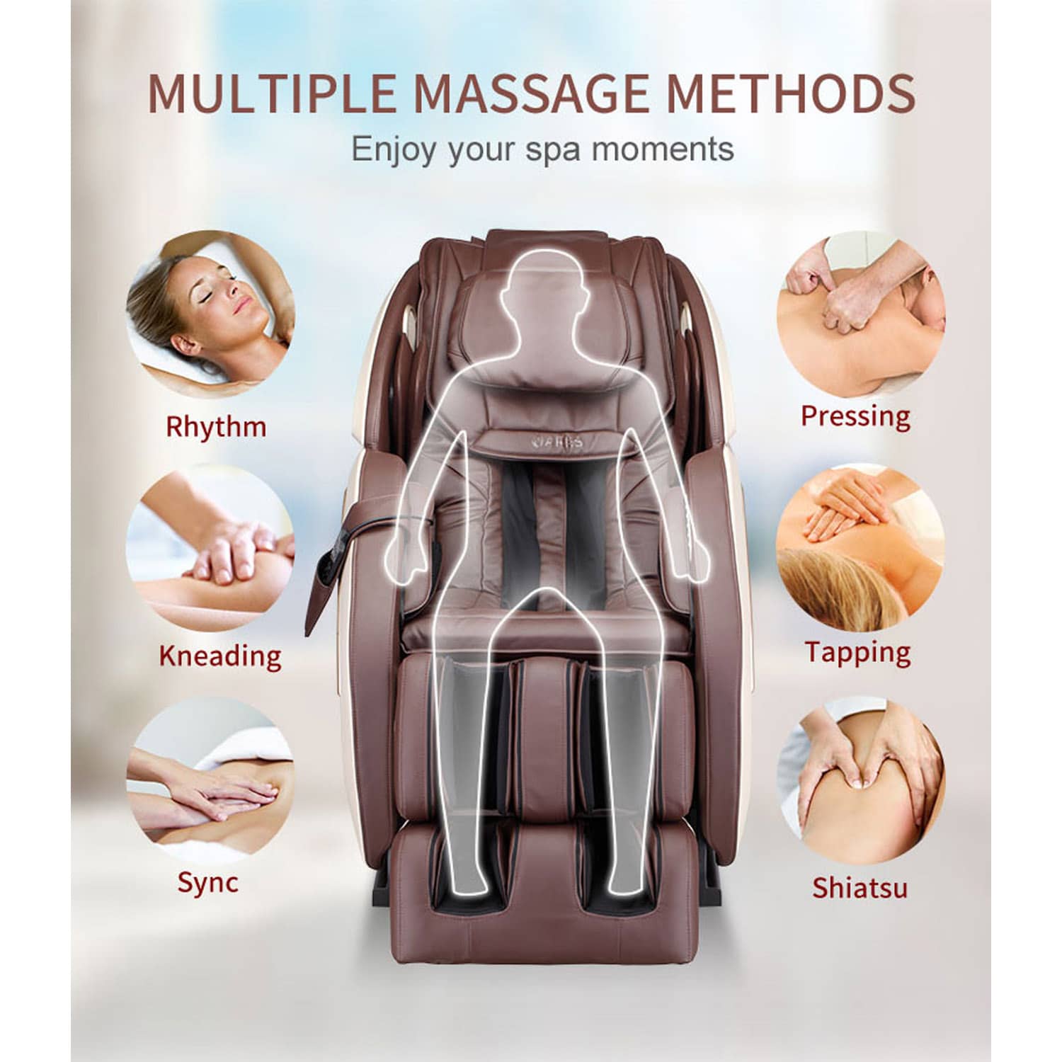 Ares iPremium 4D Full Body Massage Chair - Beige/Blue