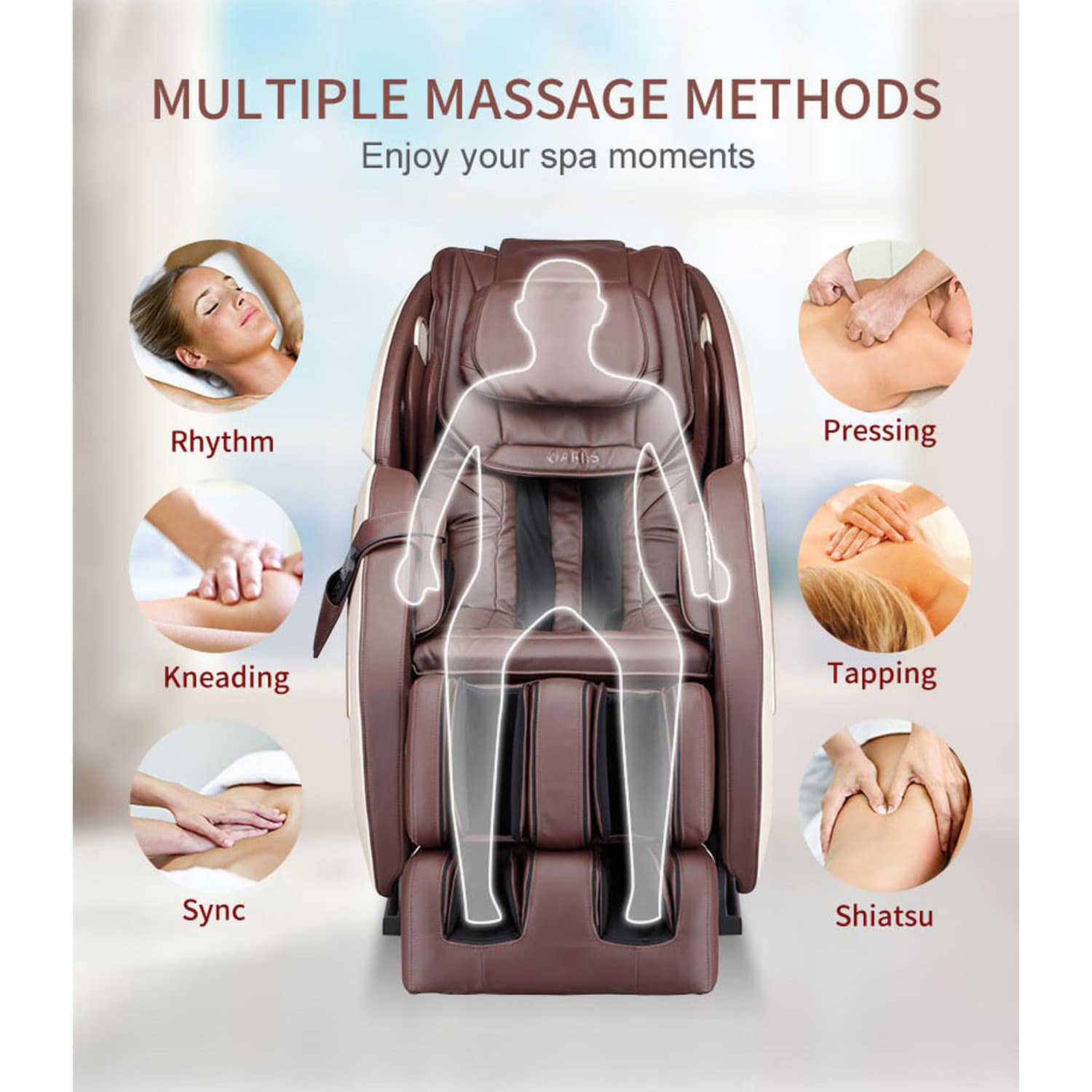 Ares iPremium 4D Full Body Massage Chair - Brown/Beige