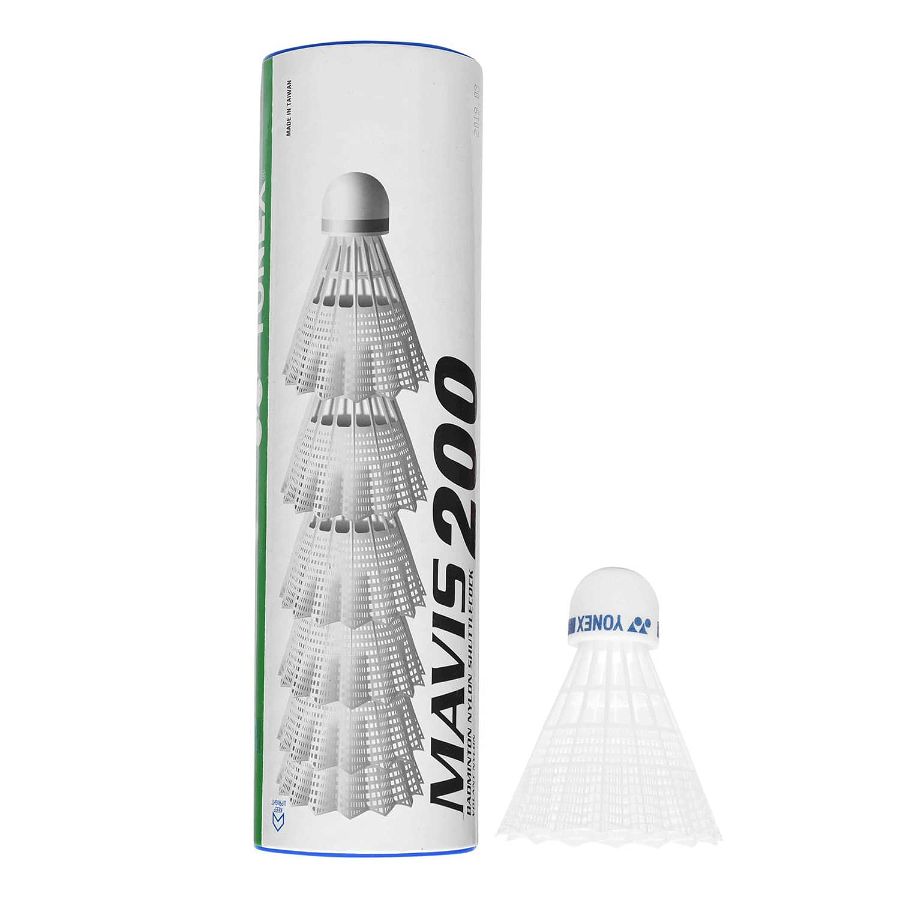 Yonex Mavis 200 Badminton Shuttlecock 6 Pack-White-Slow