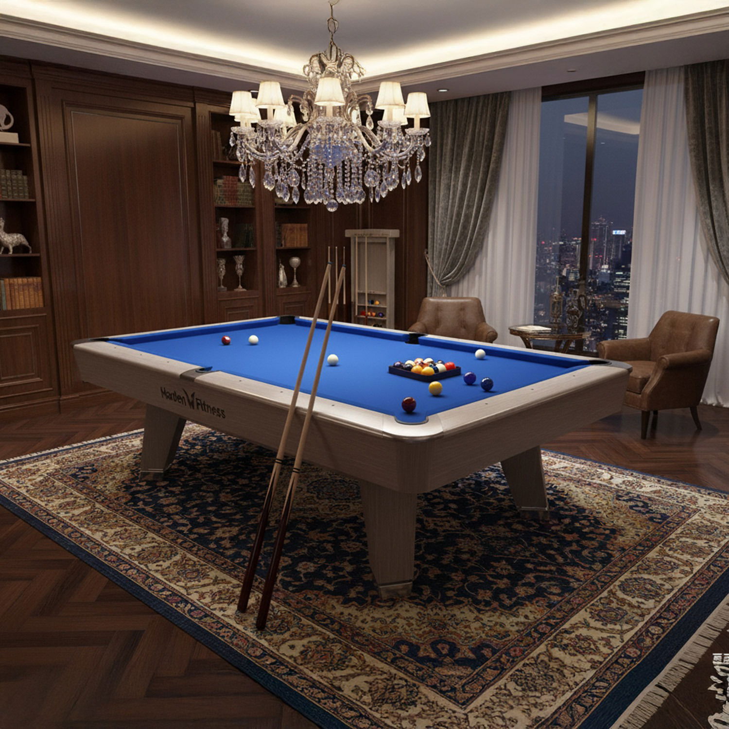 Harley Fitness Vertex 9ft Marble Billiard Table - Blue