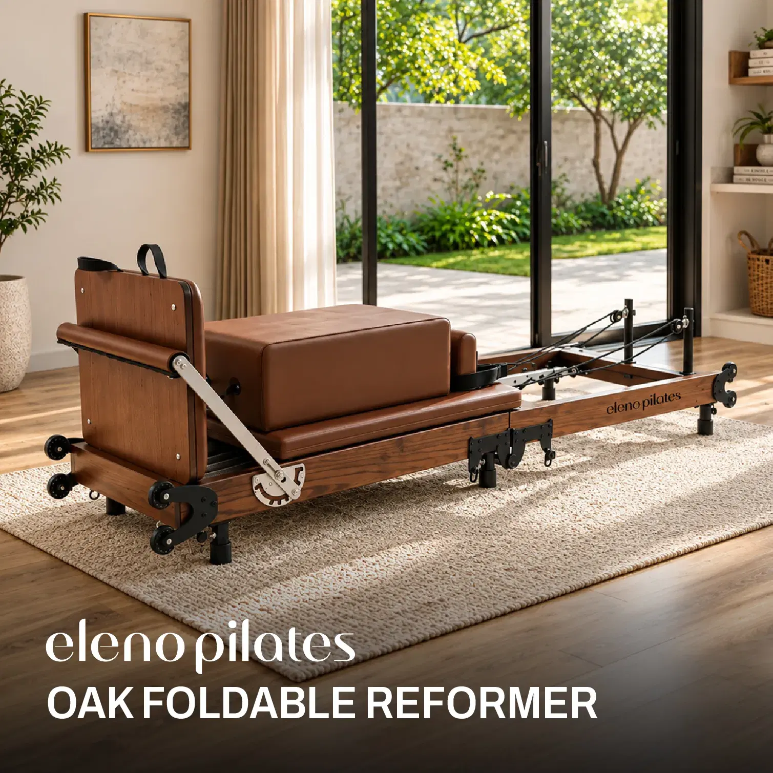 Eleno Pilates Home Fit Pro Red Oak Reformer Bundle