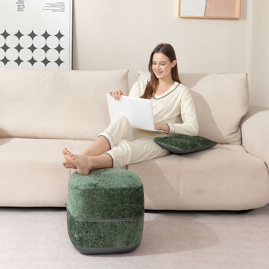 Nourest 3-in-1 Comfort F1 Foot Massager + Ottoman-Green