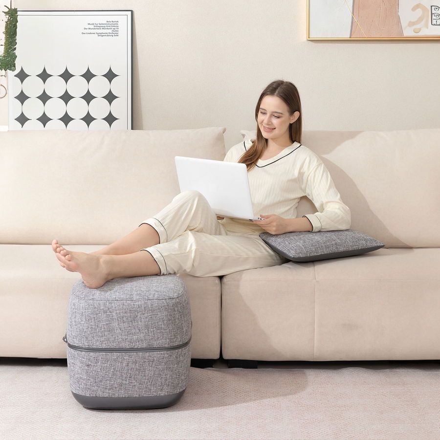 Nourest 3-in-1 Comfort F1 Foot Massager + Ottoman-Light Grey