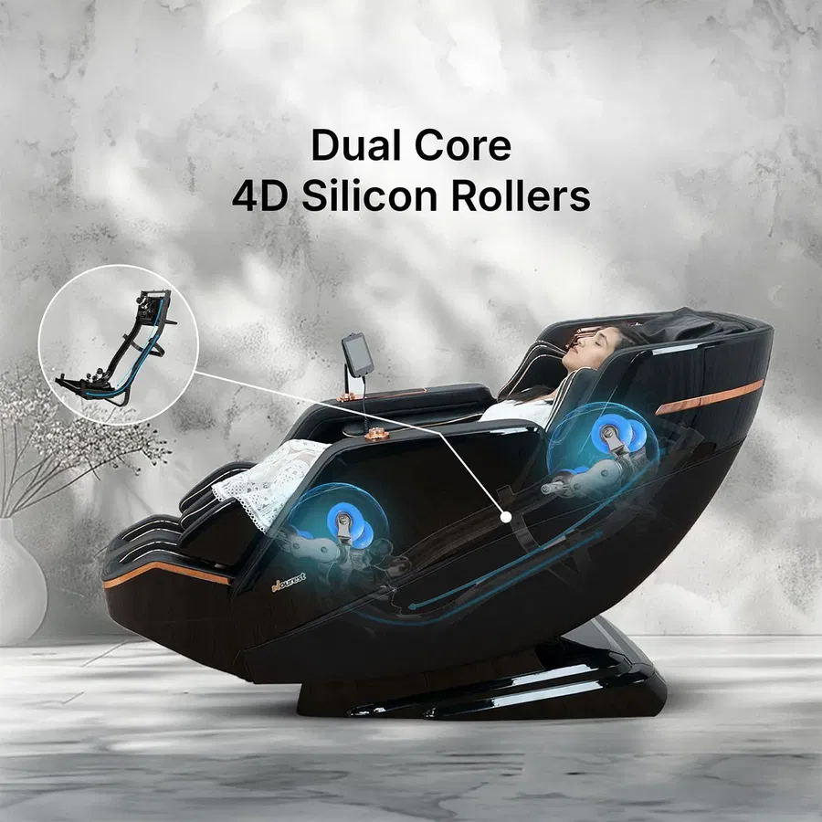 Nourest Lion 4D Luxury Full Body Massage Chair with Health Detection-Black