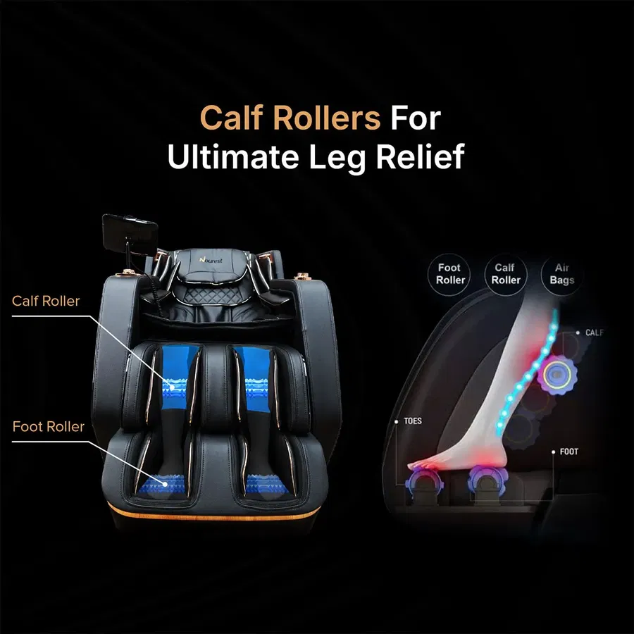 Nourest Lion 4D Luxury Full Body Massage Chair with Health Detection-Black