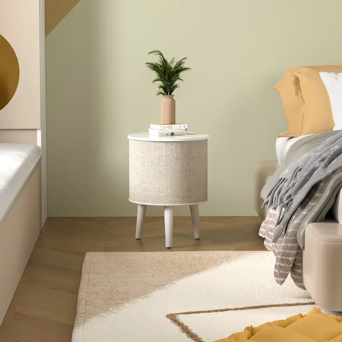 4 in 1 Side Table with inbuilt 70W Bluetooth speaker - Touch Control-Light Beige