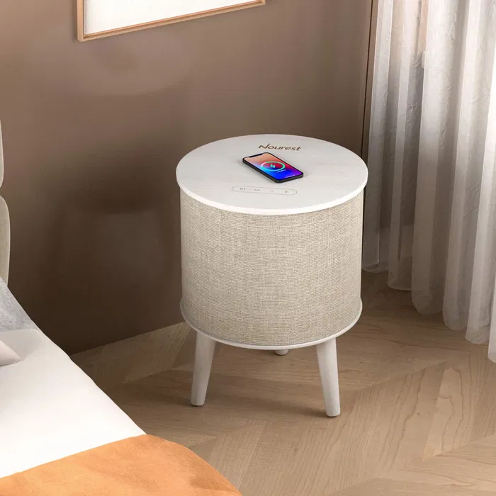 4 in 1 Side Table with inbuilt 70W Bluetooth speaker - Touch Control-Light Beige