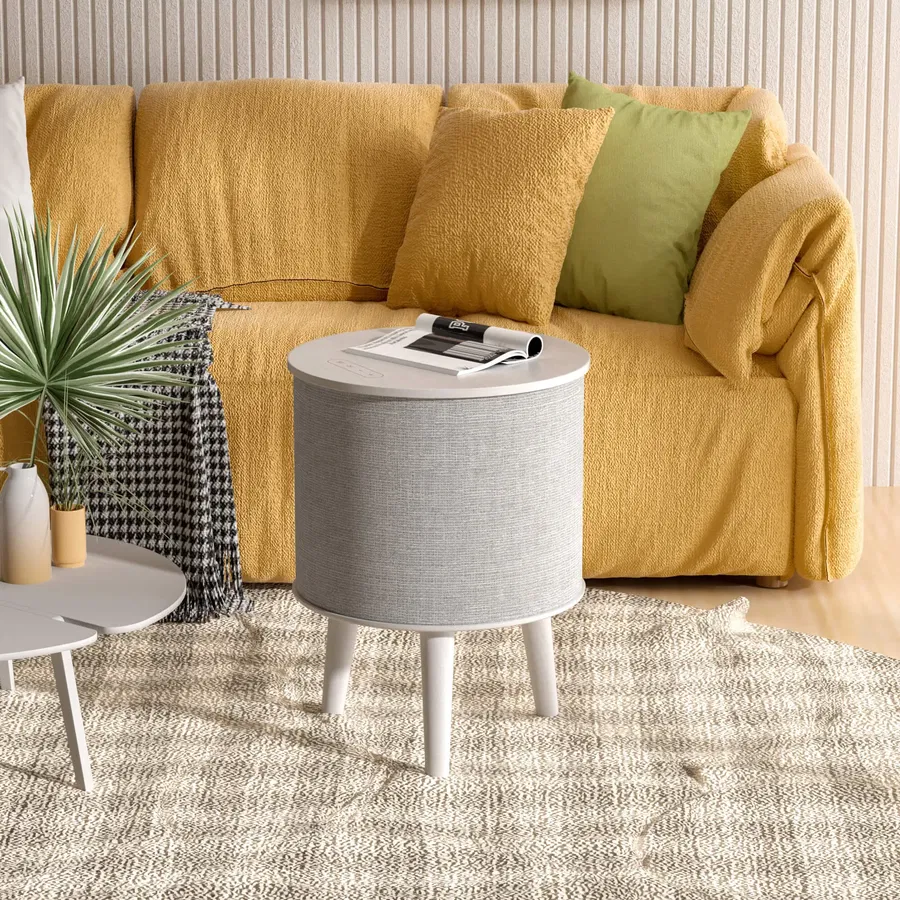 Nourest 4 in 1 Side Table with inbuilt 70W Bluetooth speaker - Touch Control-Light Grey