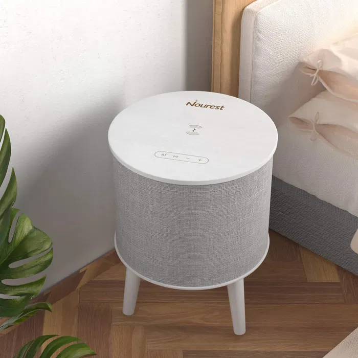 4 in 1 Side Table with inbuilt 70W Bluetooth speaker - Touch Control-Light Grey