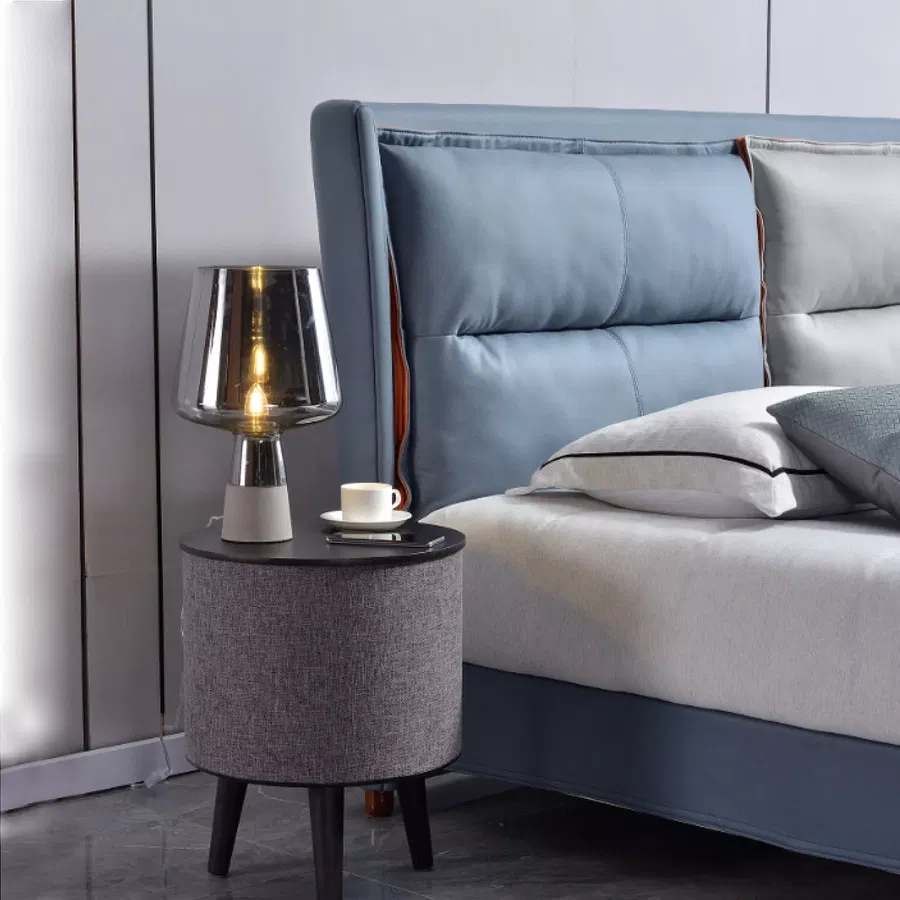 Nourest 3-in-1 Wireless Charging Side Table with Bluetooth Speaker-Black